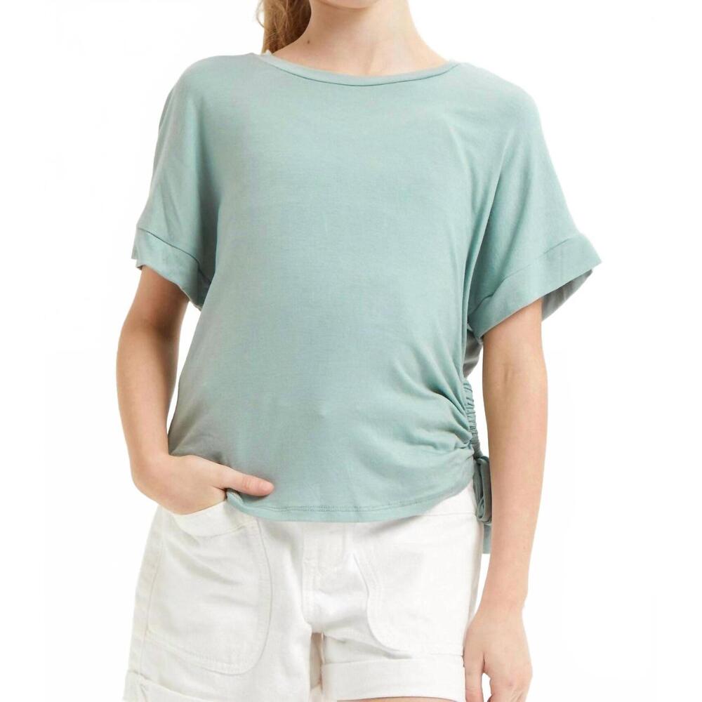 NEW GOOD GIRL side ruched top in sage